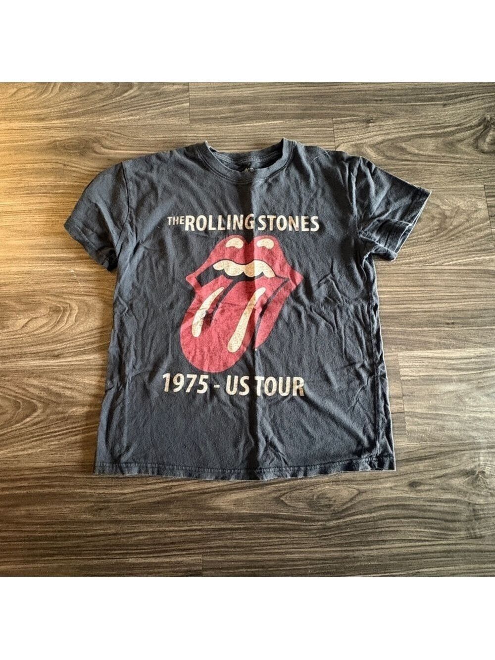 The Rolling Stones Womens Graphic Tee - Gray Distressed Medium 100% Cotton